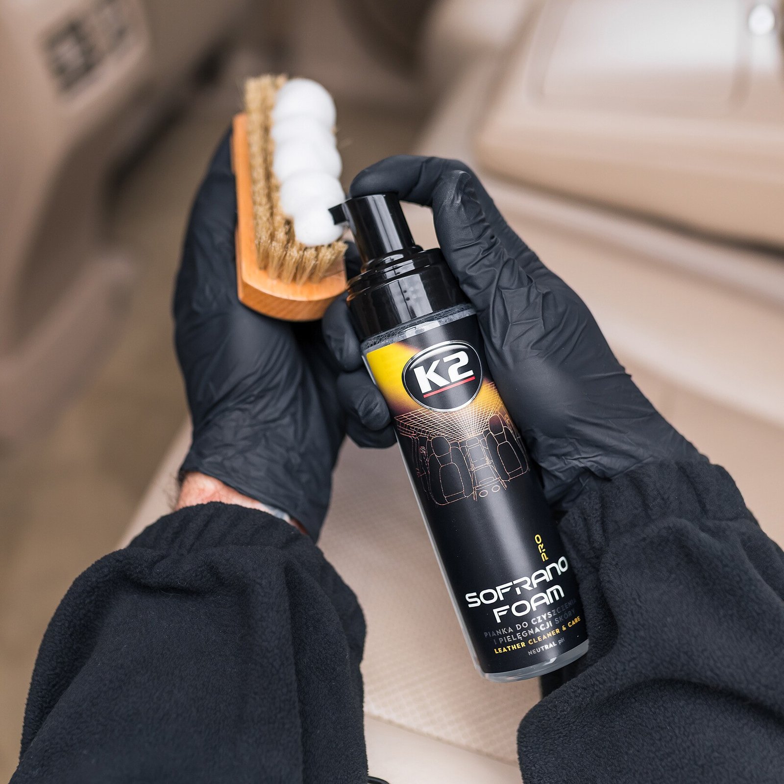 K2 SOFRANO FOAM PRO 200ml Leather cleansing and care foam - Image 3